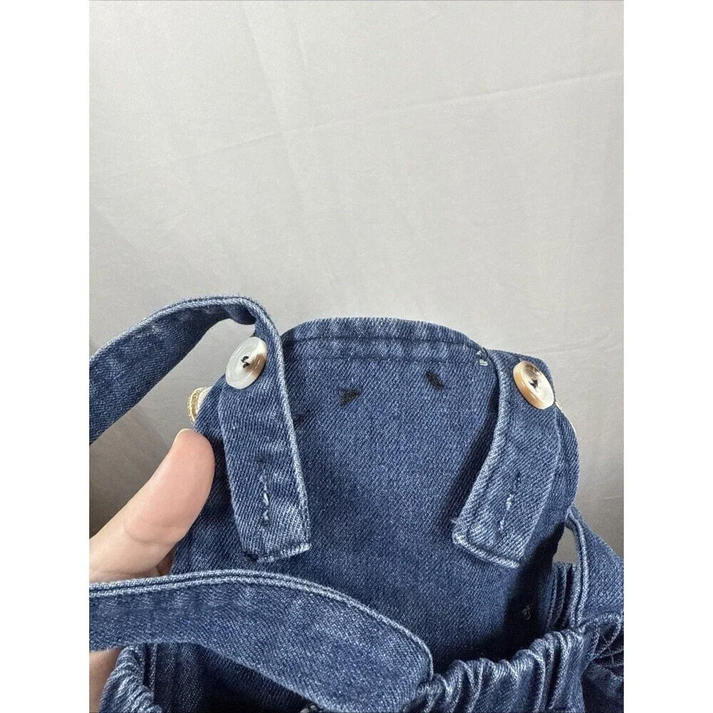 Unbranded Overalls Bear Design Distressed Flare Leg Size 9-12 M Preowned - Picture 8 of 11